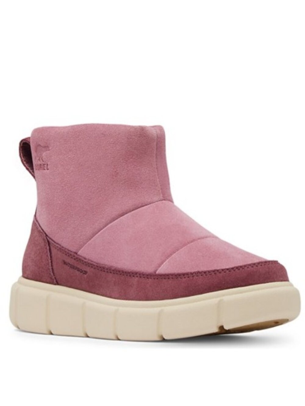 Sorel Explorer III Slip On WP Boots Suede Booties Mauve Youth Size 7 Women's 8